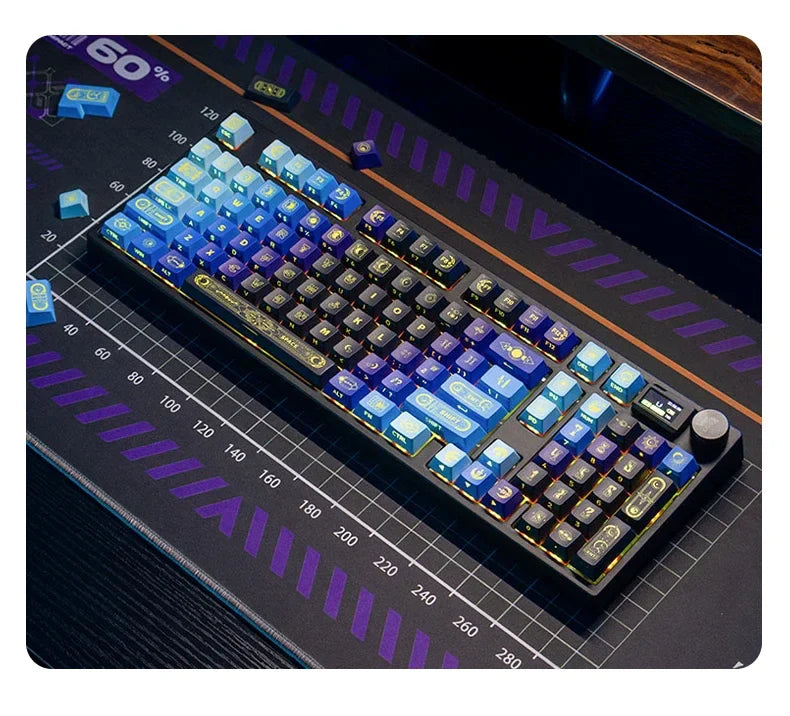 PIIFOX PBT OEM Thermal Sublimation Keyboard Keycaps 130 Keys Mirana Translucent Side  Customized Sculpture Accessories Esports