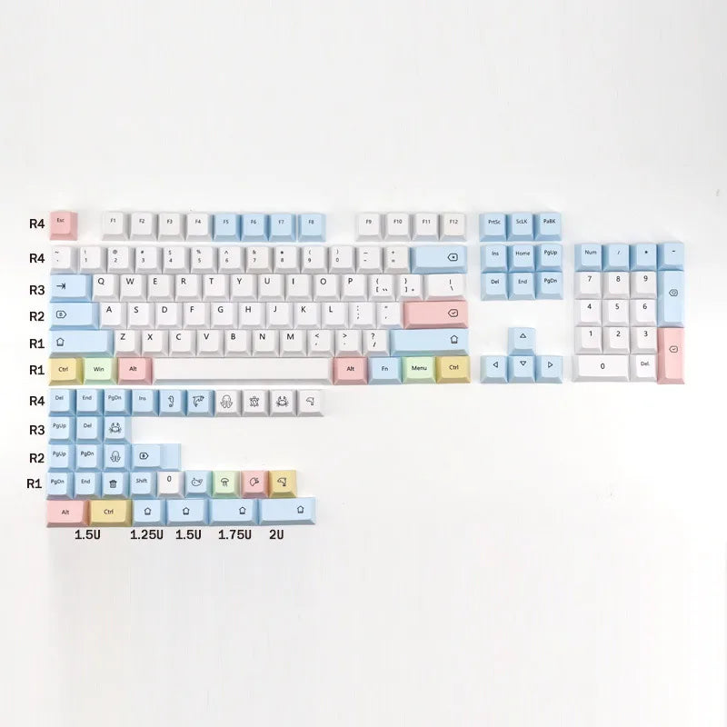CuXiu PBT Chalk Keycaps 136 keys Dye Sub Keycap Set For Cherry MX Switches Mechanical Keyboard gh60 xd64 xd84 xd96 87 104
