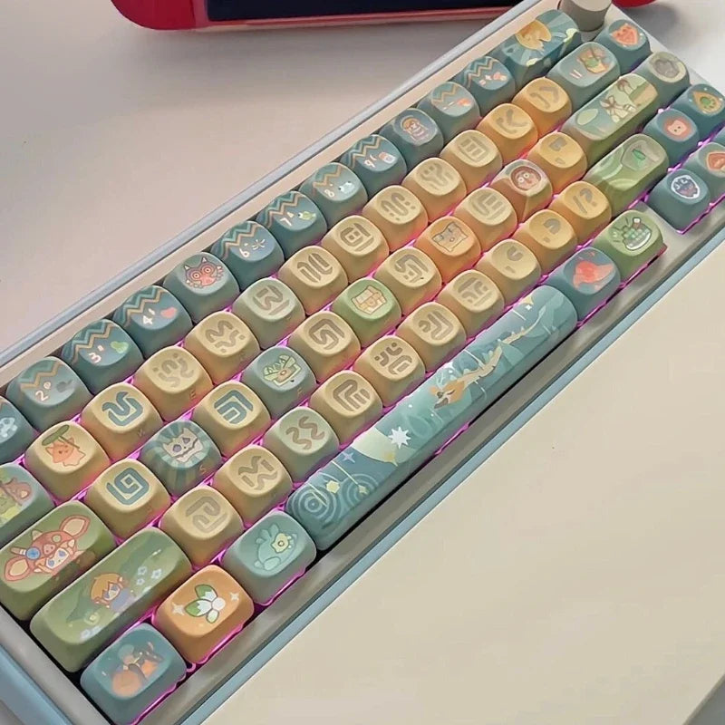 Dragon Tears Keycaps MOA/SOA Keycap Customized Cute Keycaps PBT Original Artist Green Keycap for Alice/ANSI Mechanical Keyboard