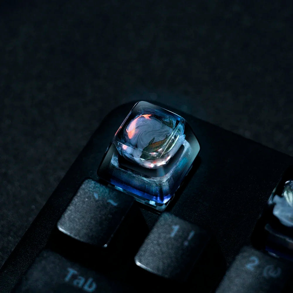 1 Piece Ice Rose/Polar Bear/Steampunk/Gear/Pond Fish/Koi/Stars Artisan Resin Keycaps ESC Mechanical Backlit Keyboard RGB Keycap