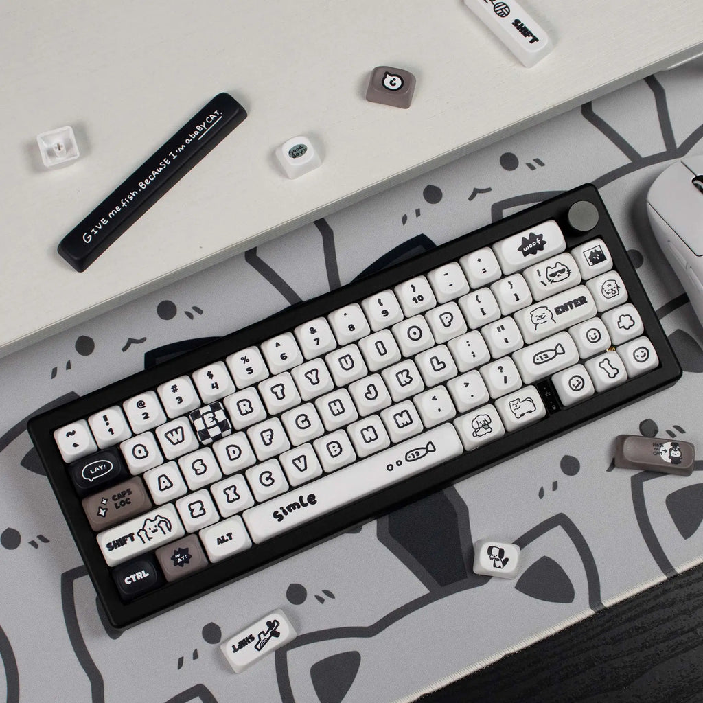 Cats and Puppies Keycaps MOA Profile Thermal Sublimation PBT Keycaps Personalized Cute Keycap For 64/104/108 Mechanical keyboard