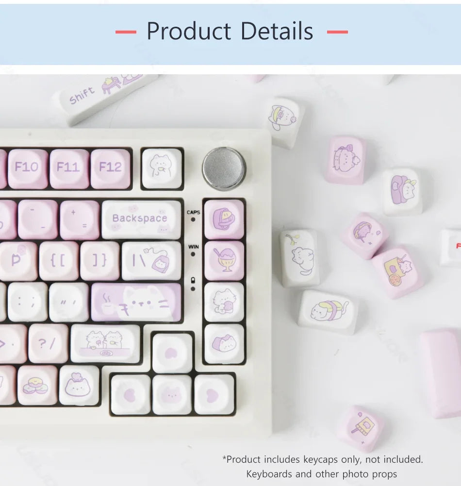 ULSION 132Keys MOA Profile Dog Cat Cartoon Keycaps for 61/64/68/78/84/87/96/104/108 Keys Gaming Mechanical Keyborad MX Swtiches