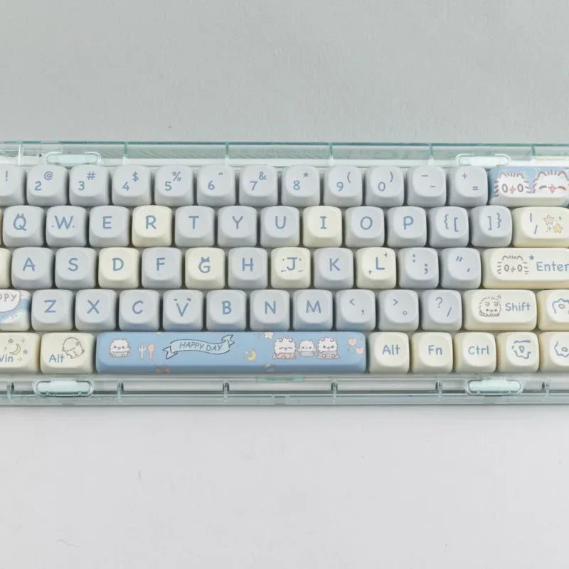 144 Keys Meow MOA Height Key Cap MAC Cute Meow Square Thermal Sublimation Mechanical Keyboard Keycaps Keyboard Accessories