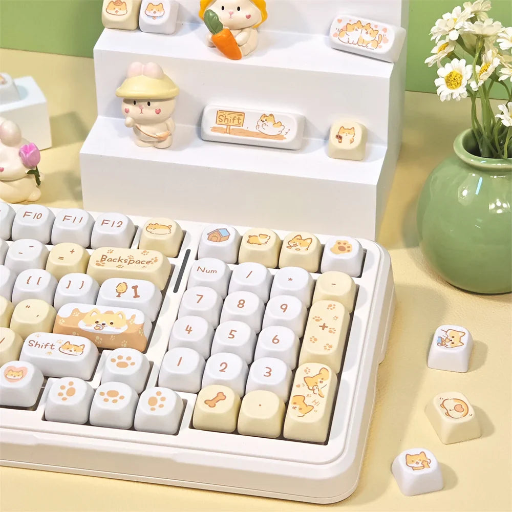 95Keys Matcha Puppy Keycaps MOA Profile PBT Key Caps Kit keyboard kit for 61/64/68/84/75/87Keys GMK67 Mechanical Keyboard Caps