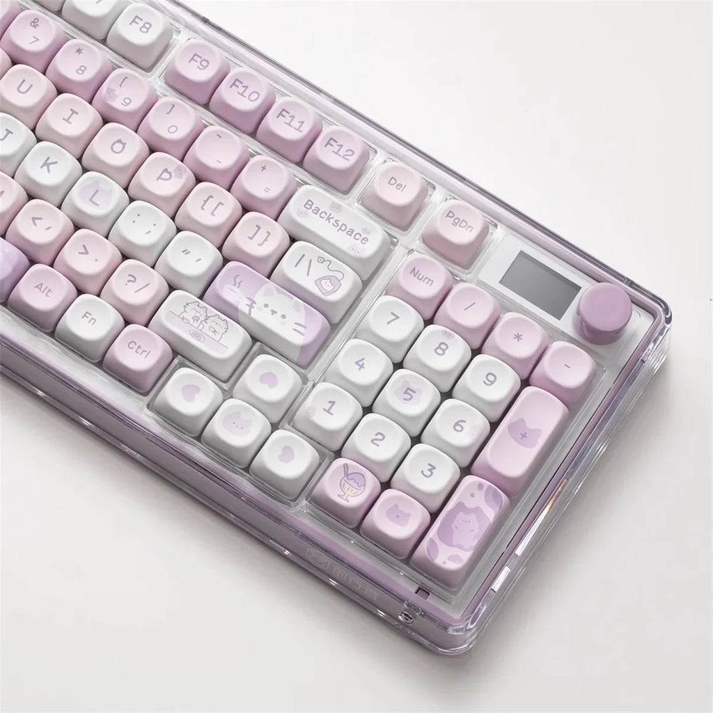 95Keys MOA Profile Cat Theme PBT Key Caps Pink Blue Puppy Cute  Keycaps for GK61 RK836 MX Switches Mechanical Keyboard