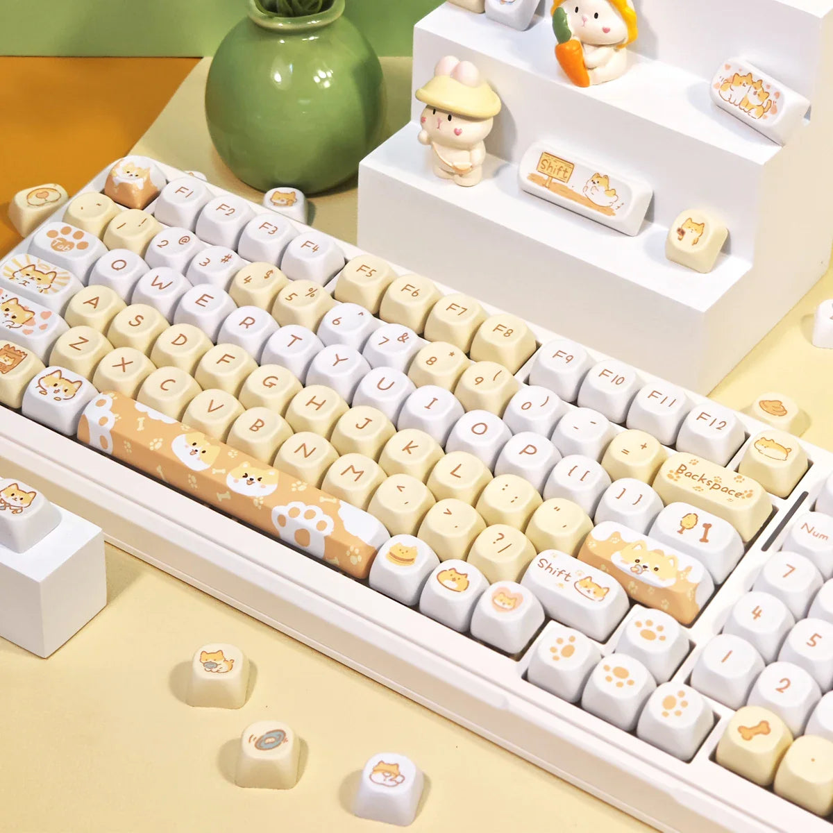 95 Keys/Set Key Caps Cartoon Puppy Cat Kitty MOA Profile PBT for DIY Custom Mechanical Gaming Keyboard Keycap Dye Sublimation