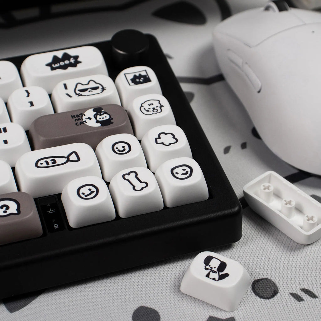 Cats and Puppies Keycaps MOA Profile Thermal Sublimation PBT Keycaps Personalized Cute Keycap For 64/104/108 Mechanical keyboard