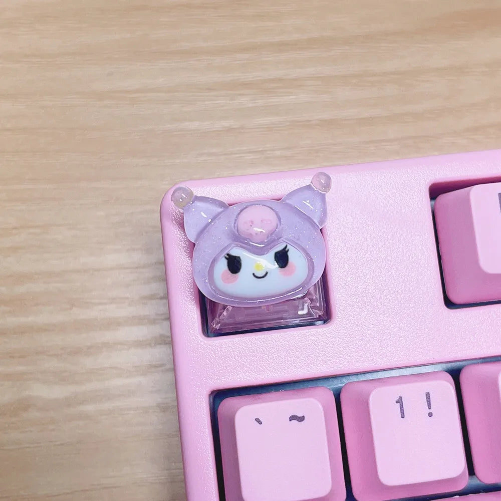 Kawaii Sanrio My Melody Cinnamoroll Kuromi Keycap Esc Base Transparent Cross Axis Mechanical Keyboard Keycaps Decorate Girl Gift
