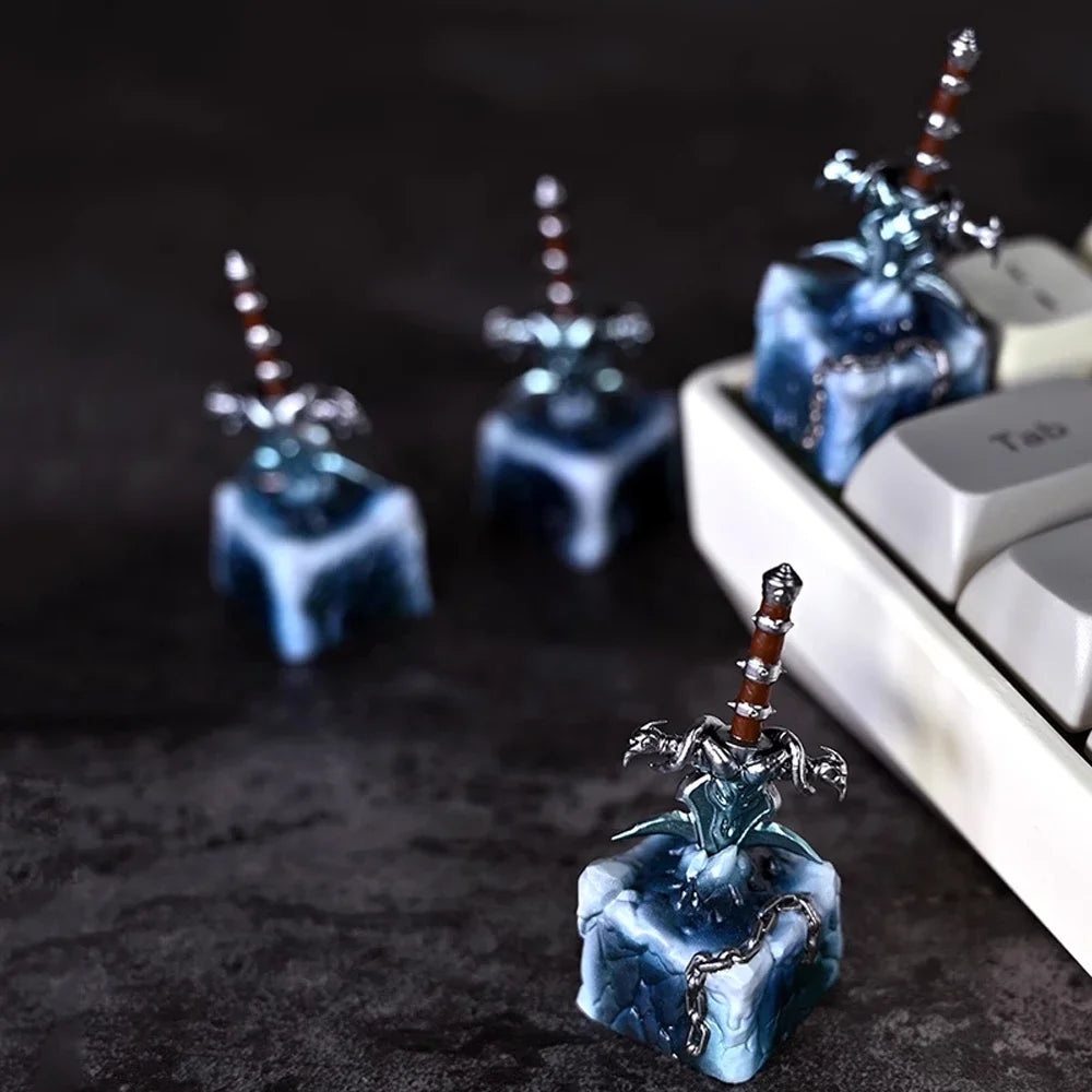 World of Warcraft Frostmourne Artisan Resin Keycaps 1u ESC Custom MX Switch Handmade Anime Key Caps For Mechanical Keyboard Gift
